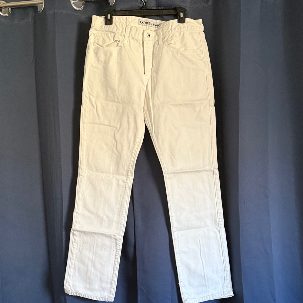 Express Men's Slim Fit Skinny Leg White Jeans
